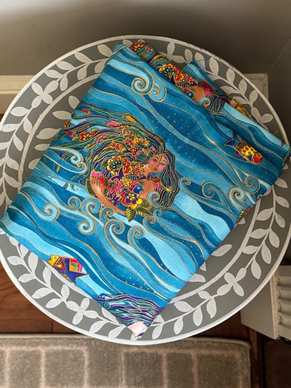 Ocean Songs by Laurel Burch Teal Mermaid Cotton Fabric 2 yards